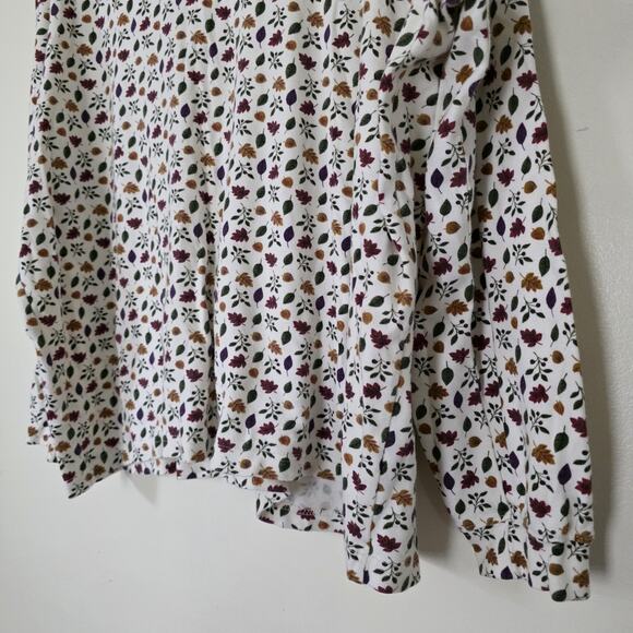 Vintage Cottagecore Leaf Print Mock Neck Boho Top Womens 2X Layering Fall Autumn - Picture 4 of 8